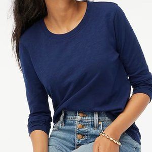 NEW women's J. Crew Factory Long-sleeve crewneck girlfriend tee Antique Navy XL
